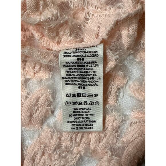 Free People Sheer Lace Textured Long Sleeve Top Blush Size M Romantic Coquette - Picture 7 of 8